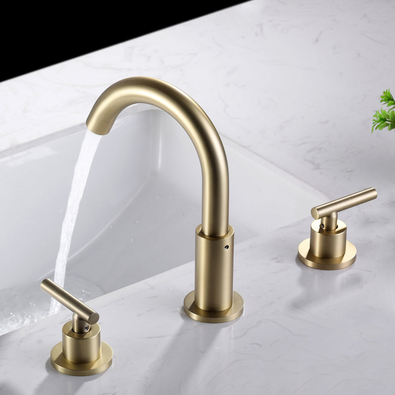 8 in. Widespread Double Handle Brass Bathroom Faucet with 360-Degree Rotation