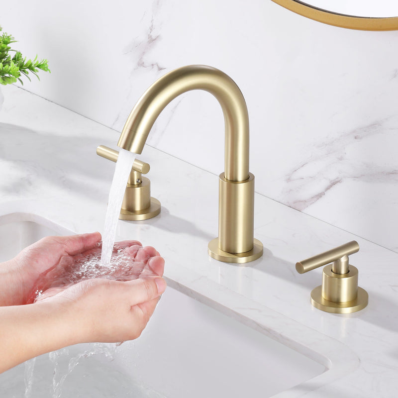 8 in. Widespread Double Handle Brass Bathroom Faucet with 360-Degree Rotation