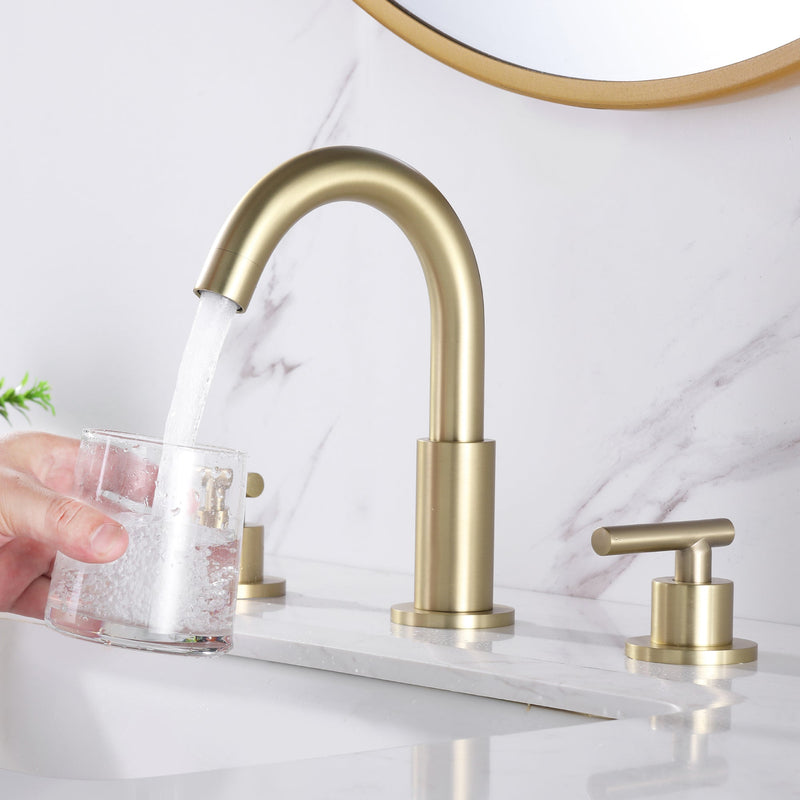 8 in. Widespread Double Handle Brass Bathroom Faucet with 360-Degree Rotation