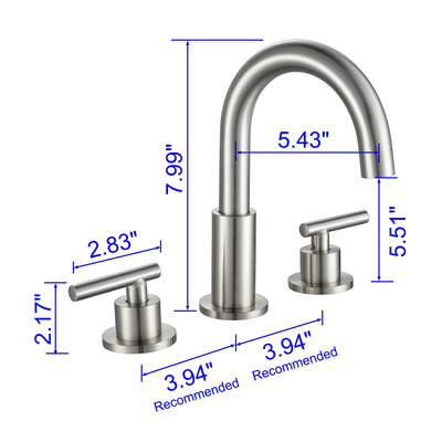 8 in. Widespread Double Handle Brass Bathroom Faucet with 360-Degree Rotation