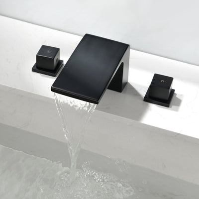 8 in. Widespread Double Handles Waterfall Spout Bathroom Faucet with Supply Line