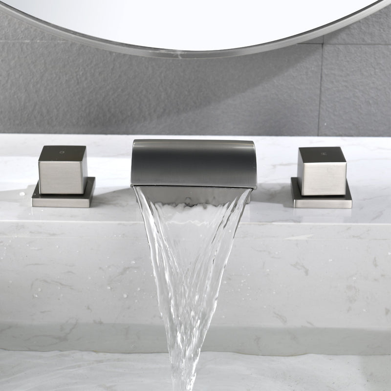 8 in. Widespread Double Handles Spout Waterfall Bathroom Faucet