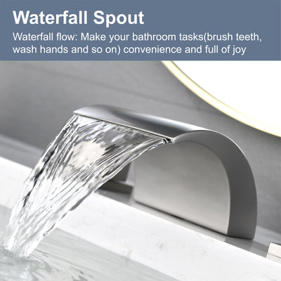 8 in. Widespread Double Handles Spout Waterfall Bathroom Faucet