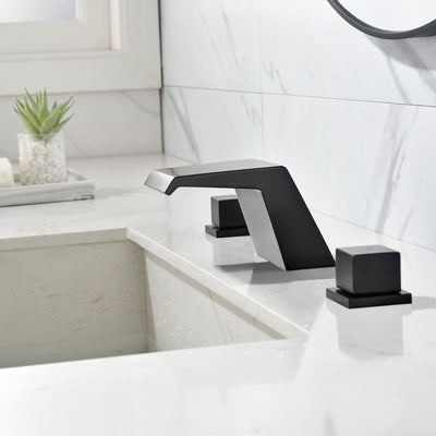 Double Handles Waterfall Widespread Bathroom Faucet