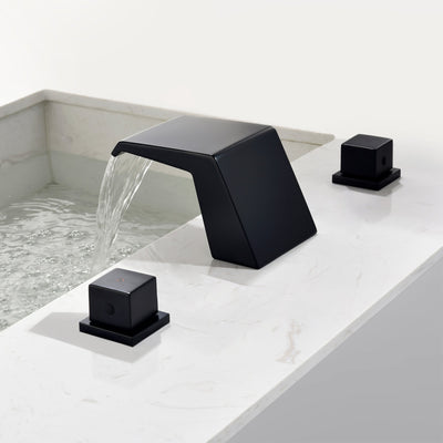 Double Handles Waterfall Widespread Bathroom Faucet