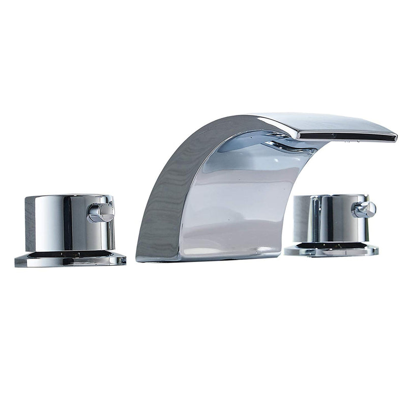 8 in. Widespread Double Handle Bathroom Waterfall Faucet with Pop-Up Drain and Supply Lines