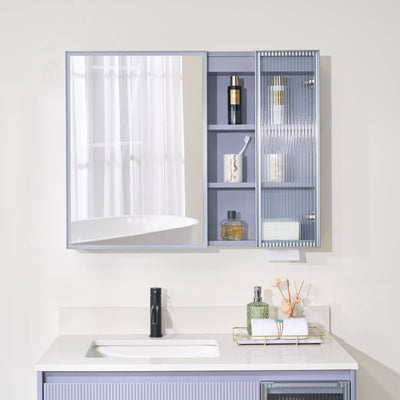 36 in. W x 28 in. H Rectangular Surface Mount LED Mirror Medicine Cabinet in Lavender