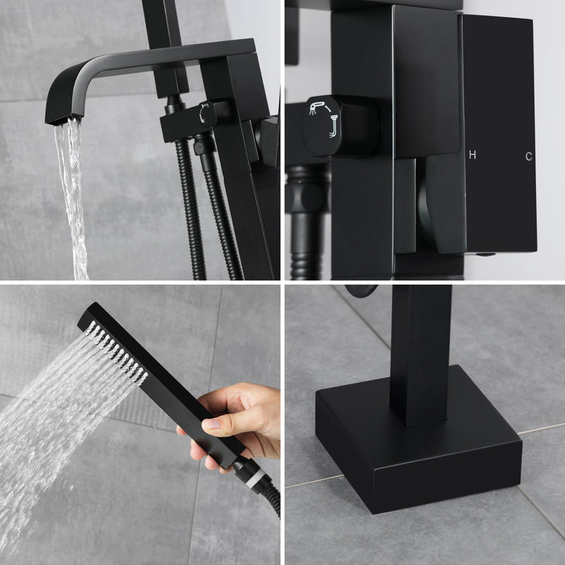 Single Handle Freestanding Tub Faucet Bathtub Filler with Hand Shower