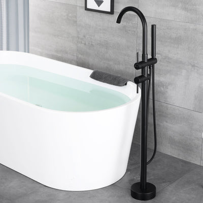 Double Handle Floor Freestanding Bathroom Tub Faucets with Hand Shower