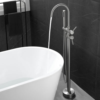 Double Handle Floor Freestanding Bathroom Tub Faucets with Hand Shower