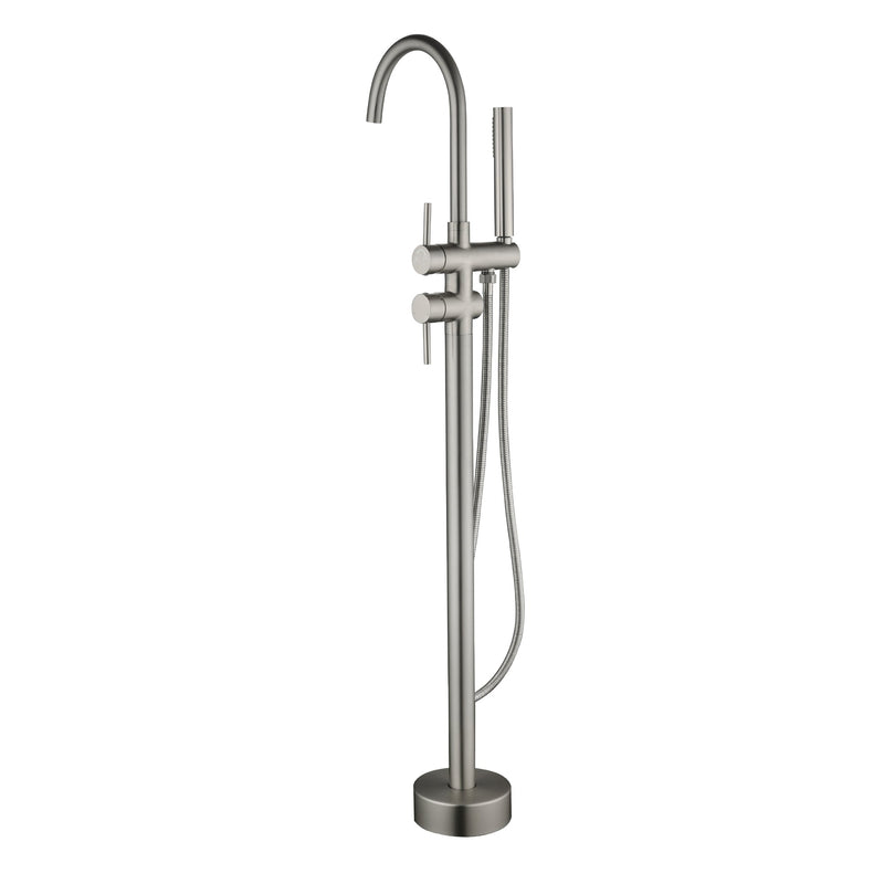 Double Handle Floor Freestanding Bathroom Tub Faucets with Hand Shower