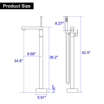 Single Handle Floor Mount Freestanding Tub Faucet with Hand Shower