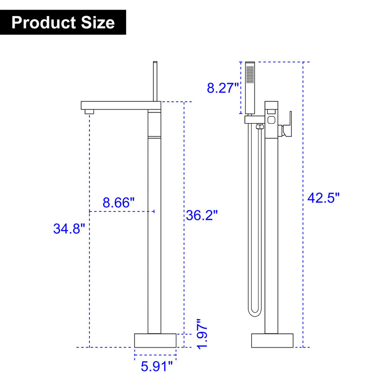 Single Handle Floor Mount Freestanding Tub Faucet with Hand Shower