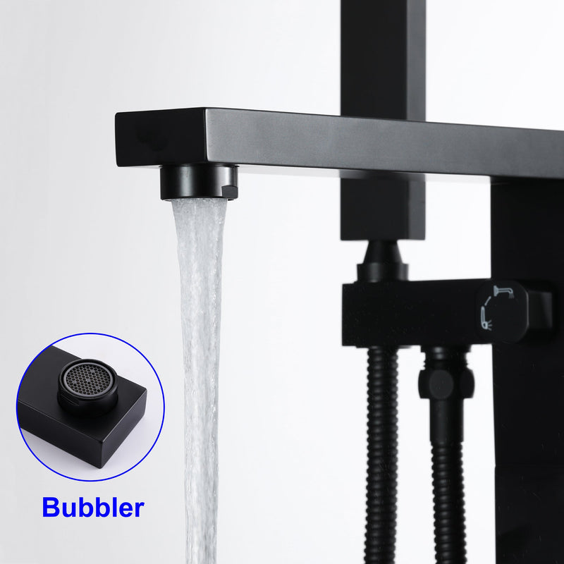 Single Handle Floor Mount Freestanding Tub Faucet with Hand Shower