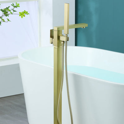 Single Handle Floor Mount Freestanding Tub Faucet with Hand Shower