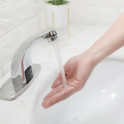 Automatic Sensor Touchless Bathroom Sink Faucet With Deck Plate