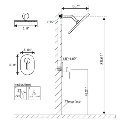 Wall Mount Shower Faucet, Bathroom Faucets Shower Trim Kit, Bathroom Shower Head, Chrome