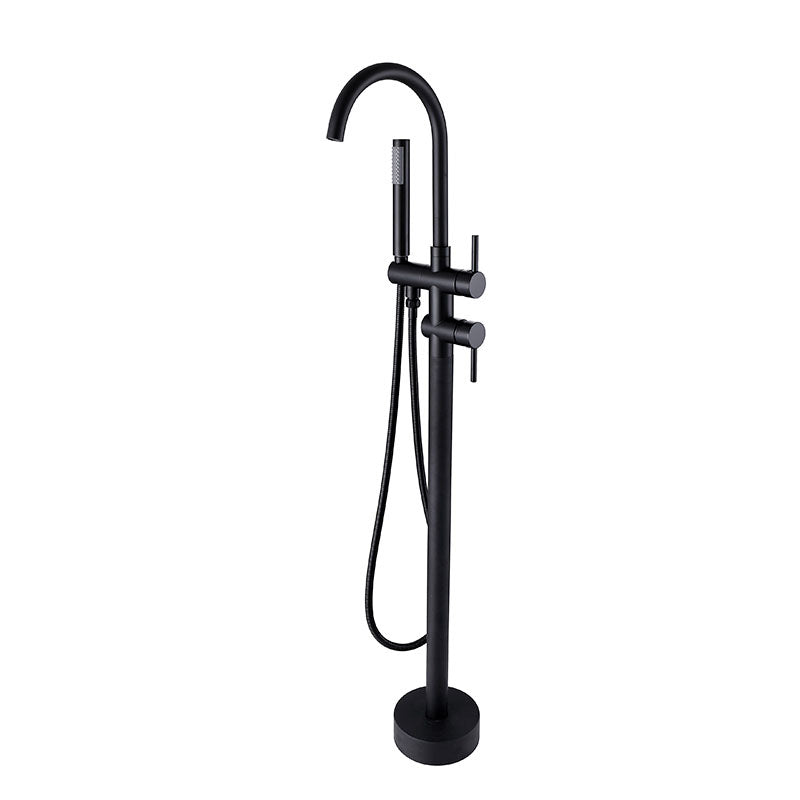 Free Standing Tub Faucet Floor Bathroom Shower in Matte Black