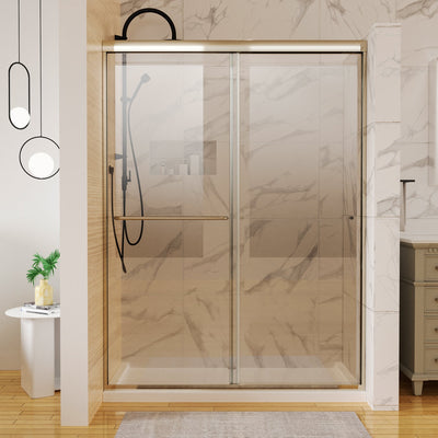 54 in. W x 72 in. H Sliding Framed Shower Door Finish with Clear Glass