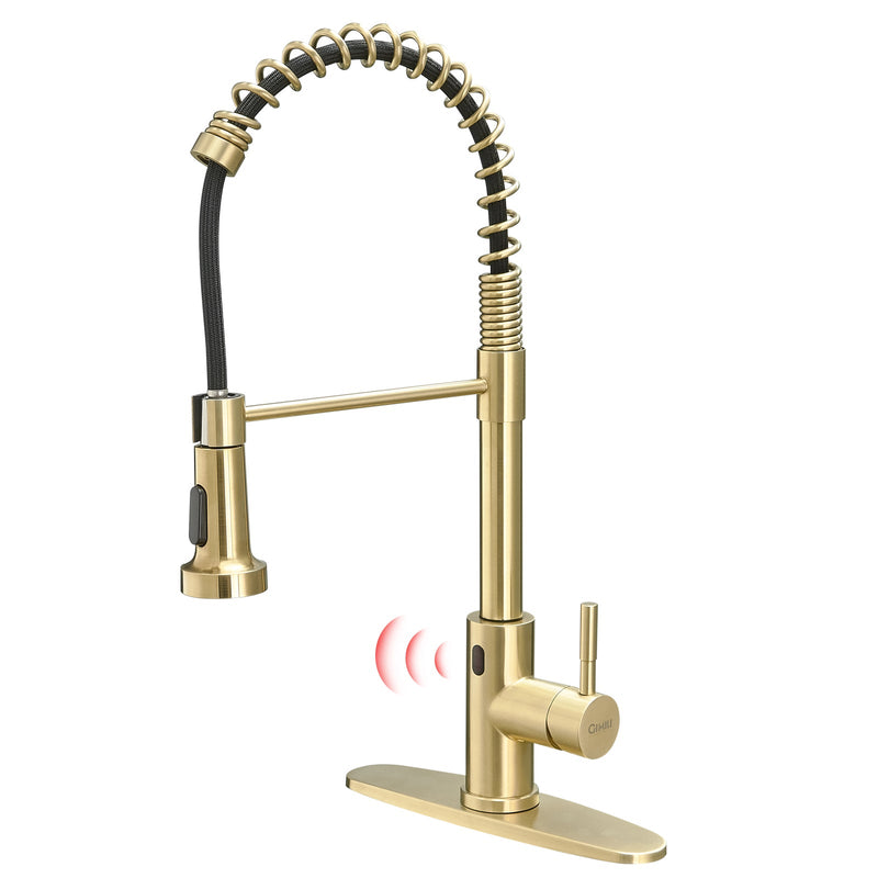 Single Handle Touch Pull Down Sprayer Kitchen Faucet with Deckplate and 360℃ Rotation