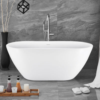 38-in W x 65-in L White Acrylic Freestanding Soaking Bathtub