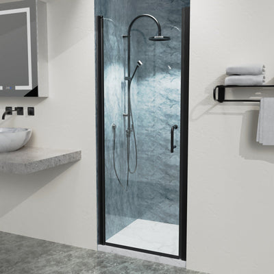 30inch x 72inch Pivot Shower Door Matte Black Frosted Glass Shower Door with Handle