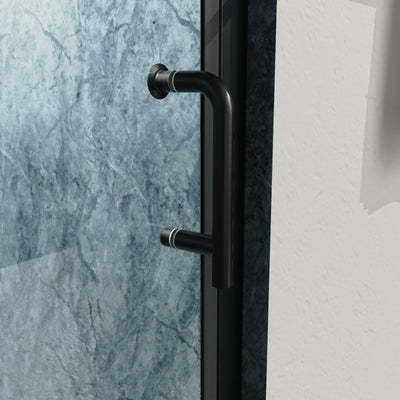 32inch x 72inch Pivot Shower Door Matte Black Frosted Glass Shower Door with Handle