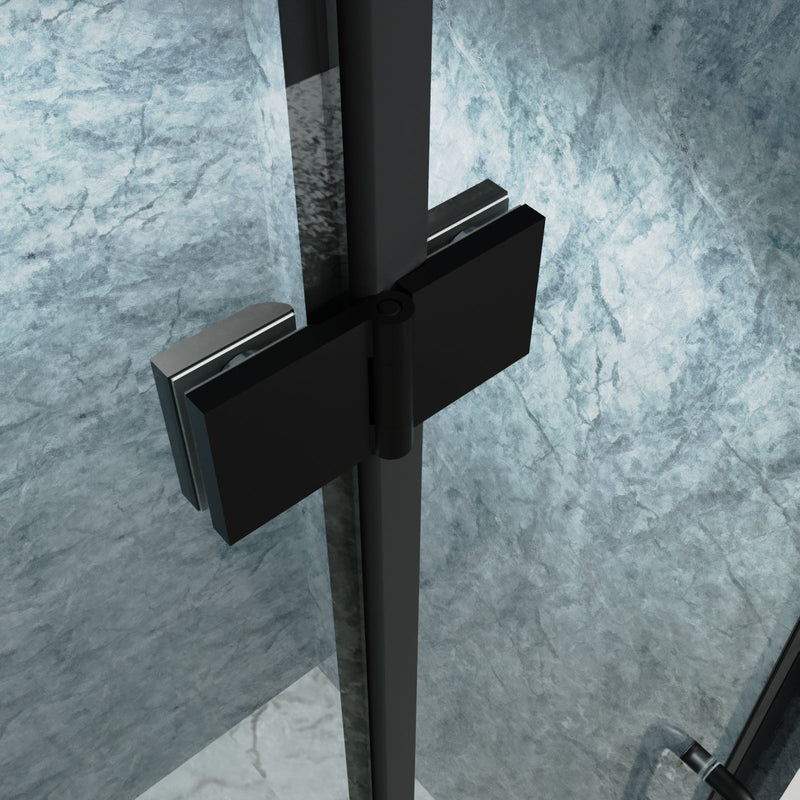 36-37 1/2inch W x 72inch H Bifold Semi-Frameless Swing Shower Door in Black 36 Wide Shower Door