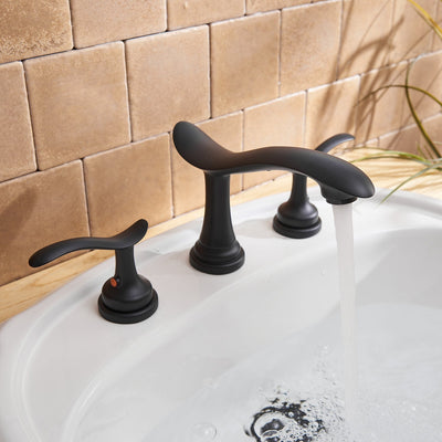 8 in. Widespread Double Handle Bathroom Faucet with Pop-Up Drain with Overflow Included and Supply Lines in Matte Black