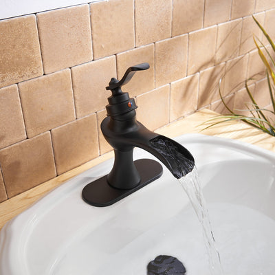 Single Handle Single Hole Bathroom Faucet Pop-Up Drain Included and Supply Lines