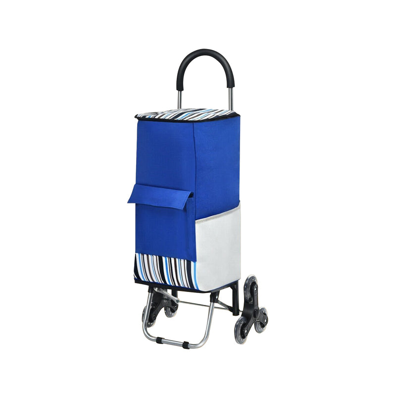 Folding Shopping Cart with Tri-Wheels and Bungee Cord and Detachable Bag