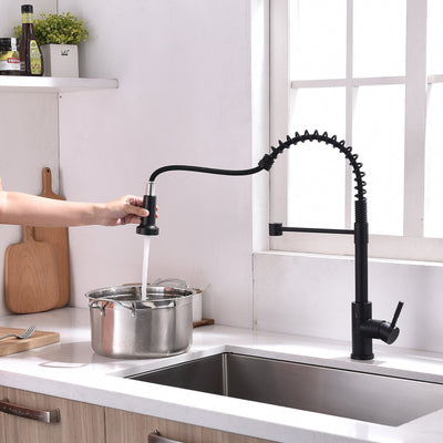 Single Handle Touch Pull Down Sprayer Kitchen Faucet with 360℃ Rotation in Matte Black