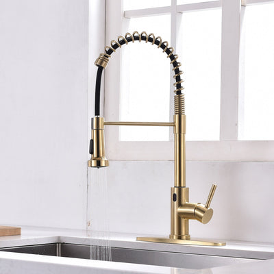 Single Handle Touch Pull Down Sprayer Kitchen Faucet with Deckplate and 360℃ Rotation