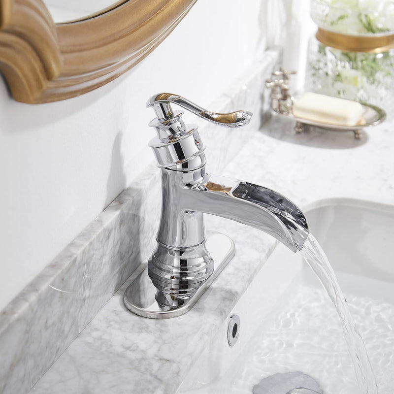 Single Hole Single-Handle Sleek Stylish Bathroom Faucet in Polished Chrome