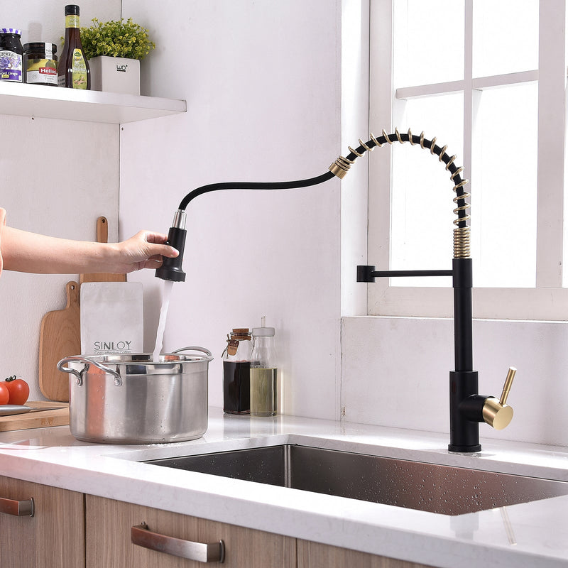 Single Handle Touch Pull Down Sprayer Kitchen Faucet with Deckplate and 360℃ Rotation