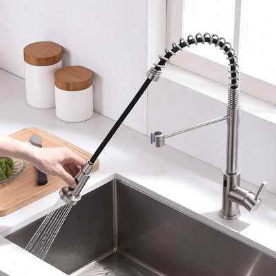 Single Handle Touch Pull Down Sprayer Kitchen Faucet with Deckplate and 360℃ Rotation