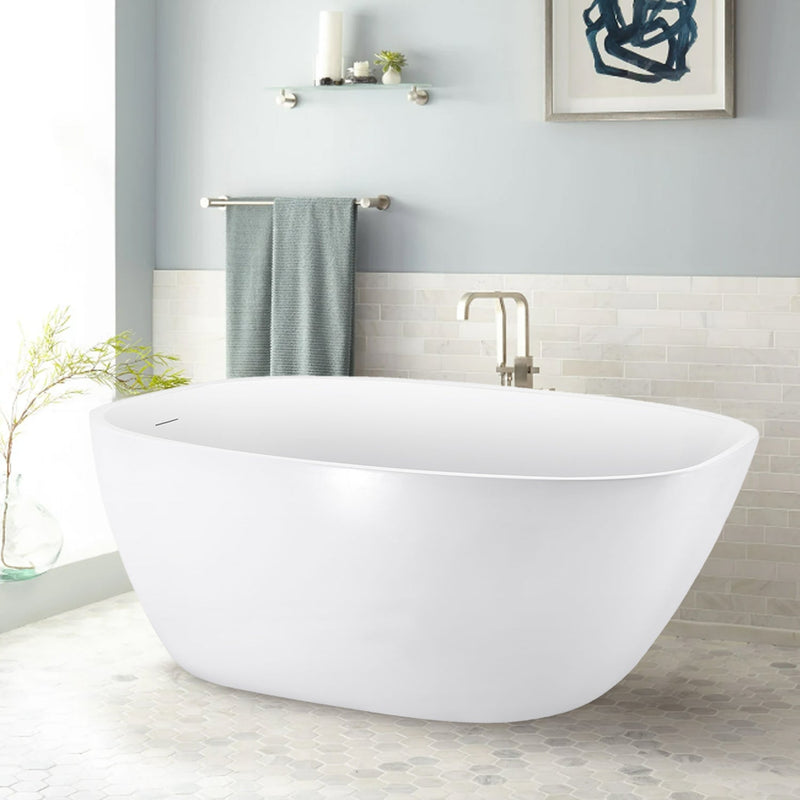 30-in W x 59-in L White Acrylic Freestanding Soaking Bathtub