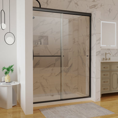 54 in. W x 72 in. H Sliding Framed Shower Door Finish with Clear Glass