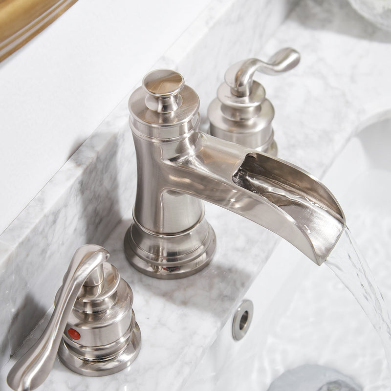 8 in. Widespread Double Handle Bathroom Faucet and Waterfall Shining