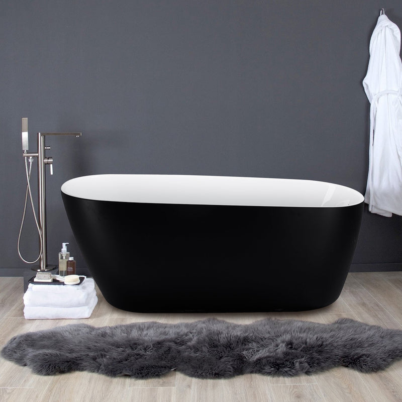 28-in W x 59-in L Gloss Acrylic Oval Freestanding Soaking Bathtub