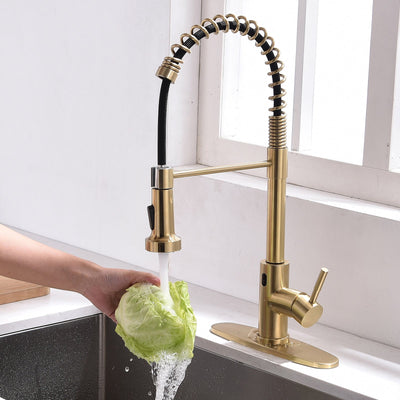 Single Handle Touch Pull Down Sprayer Kitchen Faucet with Deckplate and 360℃ Rotation