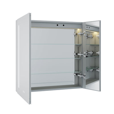 30-in x 30-in Lighted LED Surface/Recessed Mount Aluminum Mirrored Medicine Cabinet with Outlet