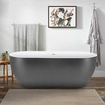 28-in W x 59-in L with Polished Chrome Trim Acrylic Oval Freestanding Soaking Bathtub