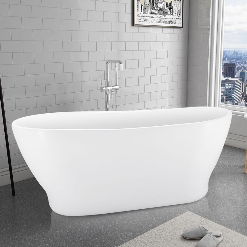 28-in W x 59-in L White Acrylic Freestanding Soaking Bathtub