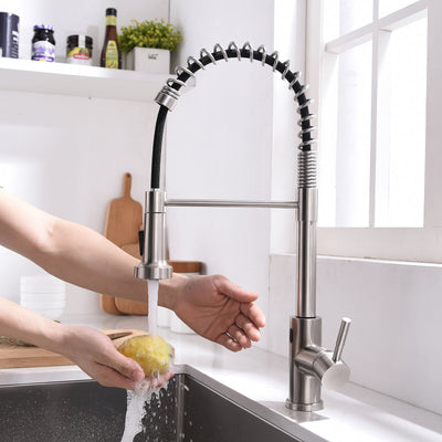 Single Handle Touch Pull Down Sprayer Kitchen Faucet with Deckplate and 360℃ Rotation