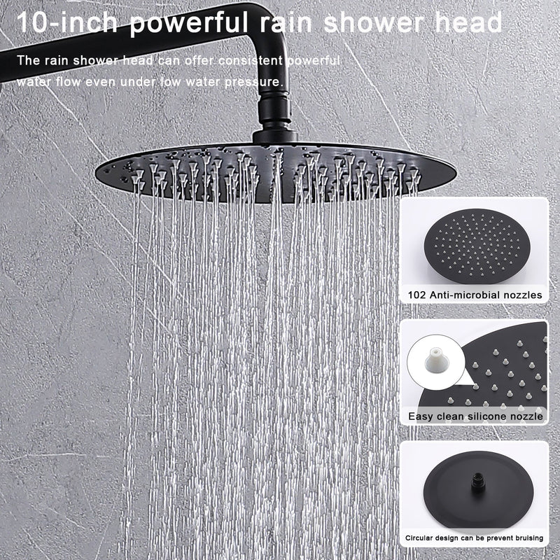 Wall Mounted with 10" Rainfall Shower Head and handheld shower faucet