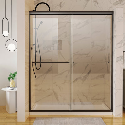 60 in. W x 70 in. H Sliding Framed Shower Door Finish with Clear Glass