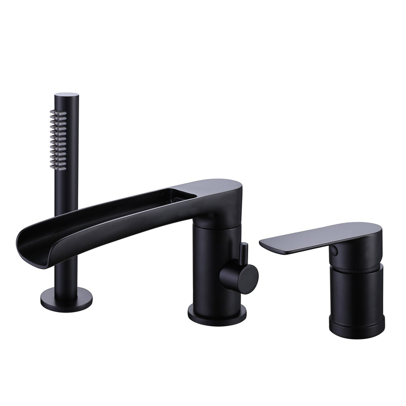 Widespread Bathtub Faucet Set Deck Mounted 3 Holes Single Handle Faucet Matte Black