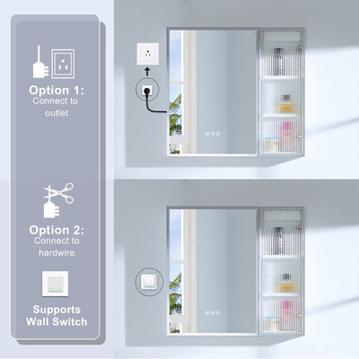 30 in. W x 28 in. H Rectangular Surface Mount LED Mirror Medicine Cabinet in White