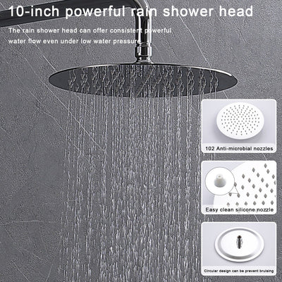 Wall Mounted with 10" Rainfall Shower Head and handheld shower faucet